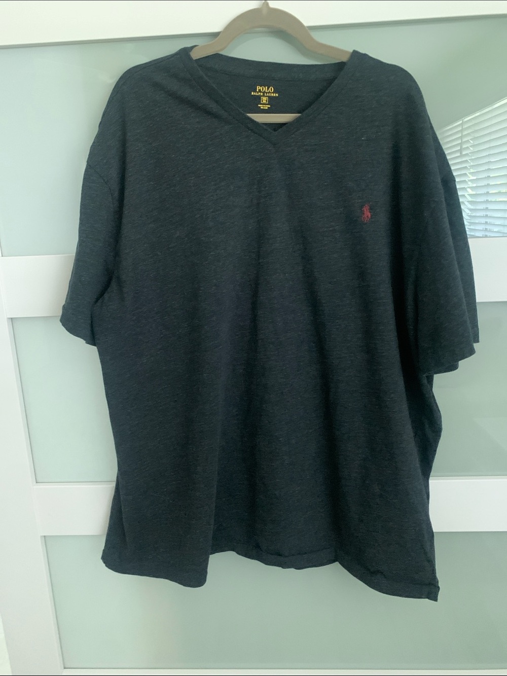 Polo by Ralph Lauren Dark Heather Gray V-Neck Tee with Maroon Red Pony
